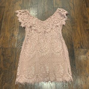 Wayf off the shoulder lace mini dress